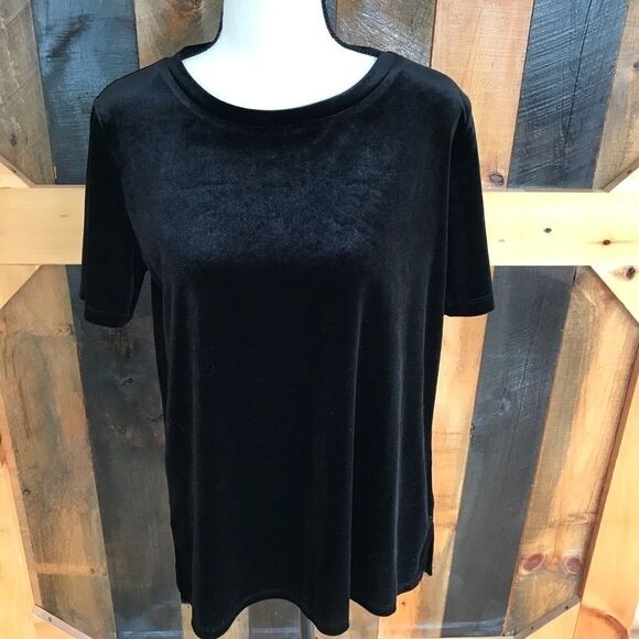 OLD Navy black velvet short sleeved top, size S - Picture 1 of 5